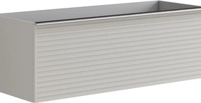 Mobile da bagno sospeso sotto lavabo Pixel stripes L 120 x H 40 x P 45.5 cm grigio pastello laccato opaco, con maniglia alluminio brillante