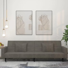 Divano Letto A 2 Posti Con 2 Cuscini Grigio Scuro İn Velluto /