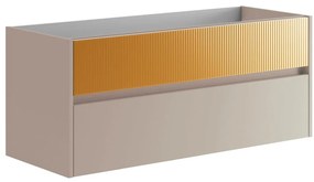 Mobile da bagno sospeso sotto lavabo L 119.5 x H 50 x P 45.5 cm senape opaco, 2 cassetti Niwa