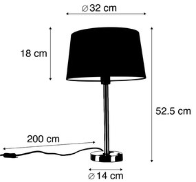 Lampada da tavolo moderna in acciaio con paralume color tortora 35 cm - Simplo