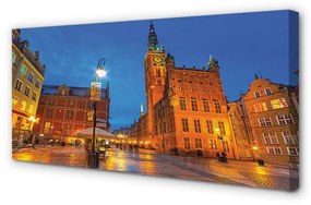 Stampa quadro su tela Chiesa notturna della città vecchia di Darńsk 100x50 cm