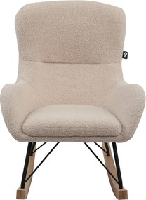 Poltrona per bambini a dondolo beige con rivestimento in bouclé Rocky – Vipack