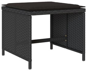 Set da pranzo da giardino 11 pz con cuscini in polyrattan nero