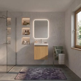 Mobile da bagno sospeso Vegas L 46 x H 56,5 x P 48,5 cm, 1 anta, rovere, lavabo incluso