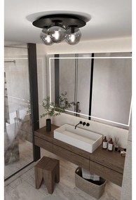 Plafoniera Minimal 3 Luci Mnemosine In Acciaio Nero E Sfere Di Vetro Fumè