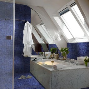 Mosaico in vetro Oceano20 blu satinato L 30 x L 31.8cm x Sp. 4 mm, 10 pezzi