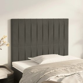 Testiera 2 Pz Grigio Scuro 90x5x78/88 Cm İn Velluto /