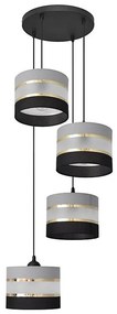 Lampadario a sospensione con filo HELEN 4xE27/15W/230V nero/grigio/oro