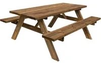 FRANKYSTAR Oasi picnic - tavolo da giardino in legno impregnato con panche incorporate tavolo da picnic 6 posti made in italy