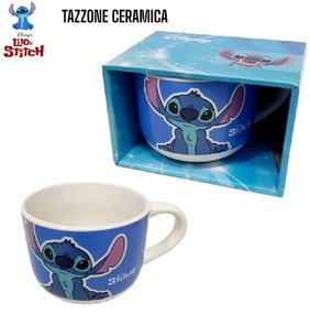 Trade Shop - Tazza In Ceramica Stitch Mug Tazzone Colazione Latte Cappuccino Per Bambini