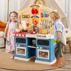 Costway Cucina giocattolo 69 pezzi con effetti vapore e acqua in ebollizione, Cucinetta per bambini 3 anni+