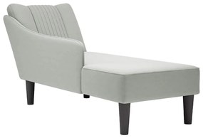 Sdraio Con Bracciolo Destro İn Velluto Grigio Chiaro /