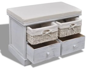 Cassapanca bianca 62x33x42 cm in legno di paulownia