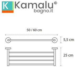 Kamalu - portsalviette a 4 barre 50 cm in acciaio inox bianco opaco | mira-b