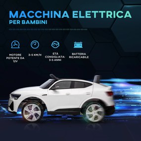Macchina Elettrica per Bambini 12V con Licenza Audi E-Tron Sportback Bianco...