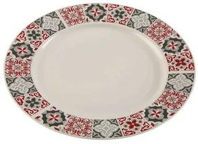 Piatto da pranzo Versa Rosso Granato Multicolore Porcellana