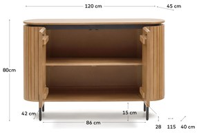 Kave Home - Credenza Licia 2 ante in legno massello di mango e metallo verniciato nero 120 x 80 cm