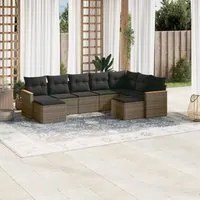 Set Divano da Giardino 9 pz con Cuscini Grigio in Polyrattan 3258945