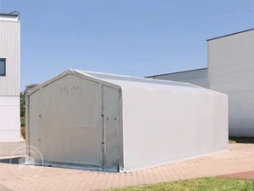 TOOLPORT 6x12 m tendostruttura, altezza 4,0m porta a pacchetto e lucernari, PVC 850, grigio, con statica (sottofondo in cemento) - (94135)