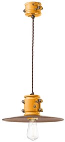 Lampadario Vintage Urban Ferro E Ceramica Giallo 1 Luce E27 40Cm