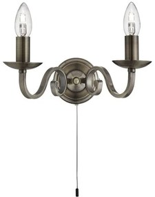 Lampada da parete richmond 2lt - metallo ottone anticato