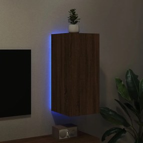 Mobile tv a parete con luci led rovere marrone 30,5x35x70 cm