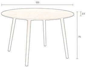 Tavolo da pranzo rotondo con piano in legno di noce ø 120 cm Clover - Dutchbone