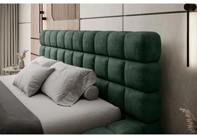 Letto matrimoniale imbottito verde scuro con contenitore e rete inclusi 160x200 cm Dizzle – ELTAP