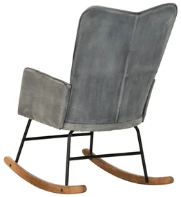 Sedia a dondolo grigia in tela vintage
