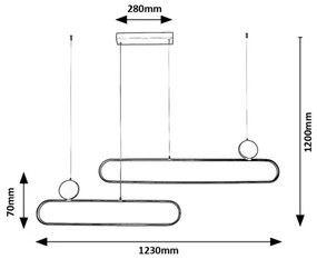 Rabalux 72268 - Lampadario LED a sospensione con filo CIRCADO 2xLED/24W/230V 3000K