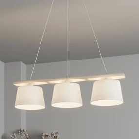 Euluna Lampada a sospensione Sweden, bianco antico/bianco, tessuto, legno, a 3 luci