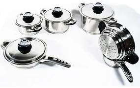 Trade Shop - Set Batteria Di Pentole Da 12 Pezzi Padelle In Acciaio Inox  Cucina Schuster