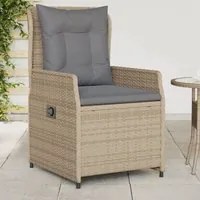 Sedie da Giardino Reclinabili 2 pz Beige Polyrattan 368655