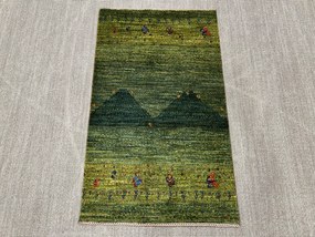 Loribaft Tappeto 140x80 Verde (Iran) Annodato A Mano