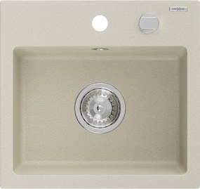 Mexen Milo lavello in granito 1-vasca 435 x 410 mm, beige, sifone cromato - 6505441000-69