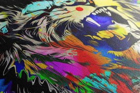Stampa su tela – Testa di leone colorata
