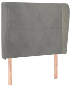 Testiera ad orecchio grigio chiaro 83x23x118/128 cm in velluto