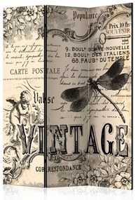 Paravento separè Corrispondenza d'epoca - scritte in francese con elementi animali