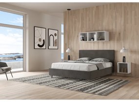Letto contenitore da 160x190 in microfibra grigio Adele