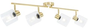 Faretto da soffitto dorato con vetro 4 luci orientabili - Laura