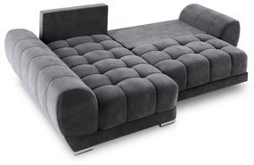 Divano letto angolare grigio scuro con rivestimento in velluto, angolo sinistro Nuage - Windsor &amp; Co Sofas