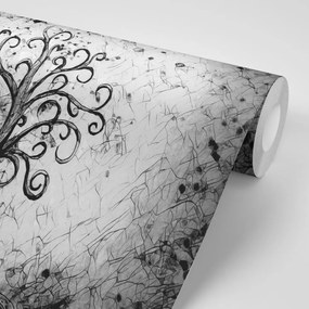 Carta da parati – Simbolo dell'albero della vita in bianco e nero