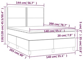 Giroletto Molle con Materasso e LED Bianco 140x200cm Similpelle