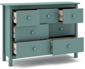 Cassettiera bassa per bambini in legno di pino color petrolio 110x80 cm Max - Marckeric