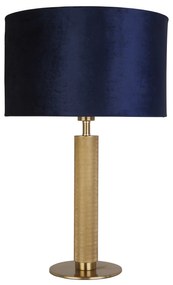 Lampada Da Scrivania Contemporanea Londra Acciaio Ottone Velluto Blu 1 Luce E27