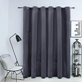 Tenda Oscurante Anelli İn Metallo Velluto Antracite 290x245 Cm /