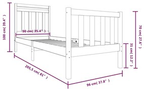 Giroletto Nero in Legno Massello 90x200 cm