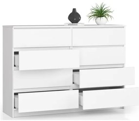 Cassettiera Credenza 140x40x100 Cm 8 Cassetti Artika Bianco Opaco