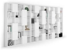 Libreria a parete XXL Iacopo con ante (482,4 x 236,4 cm), Bianco Frassino