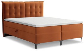 Letto boxspring color terracotta con contenitore 160x200 cm Mikana – Makamii